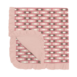 KicKee Pants Baby Girls Print Ruffle Stroller Blanket, Desert Rose Boo Boos - One Size