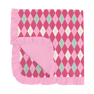 KicKee Pants Baby Girls Print Ruffle Stroller Blanket - Flamingo Argyle