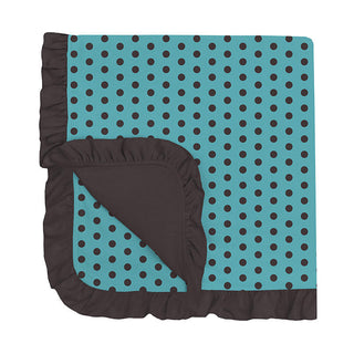 KicKee Pants Baby Girls Print Ruffle Stroller Blanket, Glacier Polka Dots - One Size