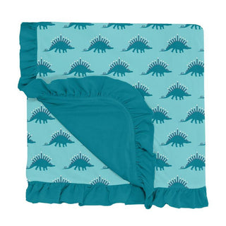 KicKee Pants Baby Girls Print Ruffle Stroller Blanket, Iceberg Menorahsaurus - One Size WCA22