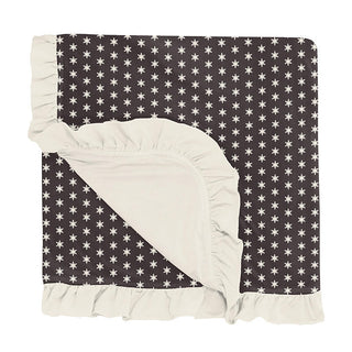 KicKee Pants Baby Girls Print Ruffle Stroller Blanket, Midnight Tiny Snowflakes - One Size