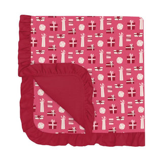 KicKee Pants Baby Girls Print Ruffle Stroller Blanket, Winter Rose Presents - One Size WCA22