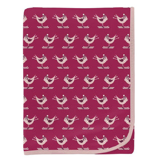 KicKee Pants Baby Girls Print Swaddling Blanket - Berry Ski Birds