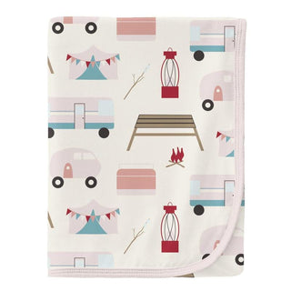 Baby Girls Print Bamboo Swaddling Blanket, Natural Camping - One Size KicKee Pants Size: One Size