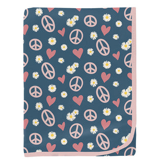 KicKee Pants Baby Girls Print Swaddling Blanket - Peace, Love and Happiness