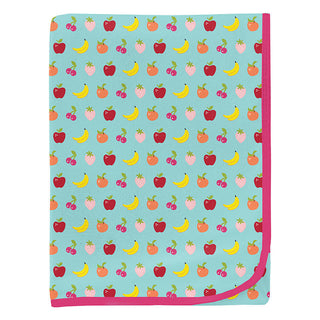 KicKee Pants Baby Girls Print Swaddling Blanket - Summer Sky Mini Fruit