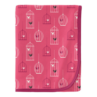 KicKee Pants Baby Girls Print Swaddling Blanket, Winter Rose Birdcage - One Size 15ANV