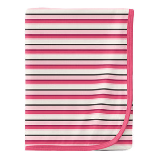 KicKee Pants Baby Girls Print Swaddling Blanket, Winter Rose Stripe - One Size 15ANV