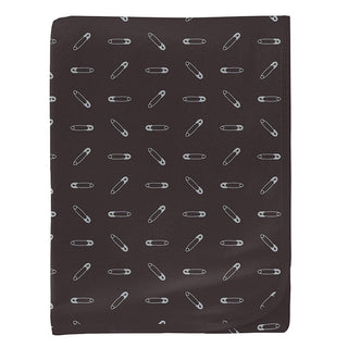 KicKee Pants Baby Print Bamboo Swaddling Blanket - Midnight Safety Pins