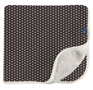 KicKee Pants Baby Print Sherpa Lined Stroller Blanket, Midnight Tiny Snowflakes - One Size