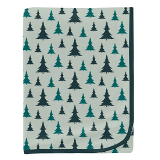 KicKee Pants Baby Print Swaddling Blanket, Aloe Christmas Trees - One Size WCA22