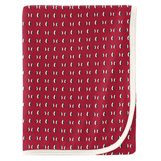 KicKee Pants Baby Print Swaddling Blanket, Crimson Penguins - One Size