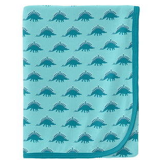 KicKee Pants Baby Print Swaddling Blanket, Iceberg Menorahsaurus - One Size