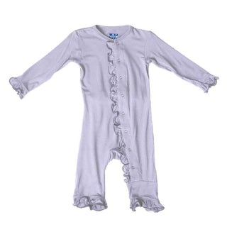 Kickee Pants Girl's Solid Classic Ruffle Coverall with Snaps - Lilac