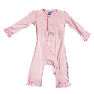 Kickee Pants Girl's Solid Classic Ruffle Coverall with Snaps - Lotus