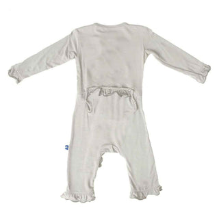 Kickee Pants Girl's Solid Classic Ruffle Coverall with Snaps - Natural
