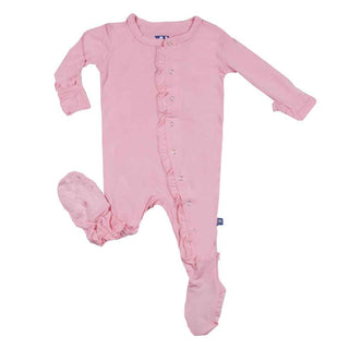 Kickee Pants Girl's Solid Classic Ruffle Footie with Snaps - Lotus