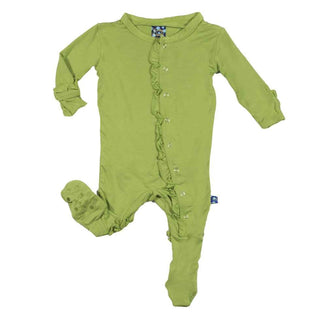 KicKee Pants Basic Classic Ruffle Footie with Snaps - Meadow