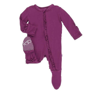 KicKee Pants Basic Classic Ruffle Footie with Zipper - Orchid