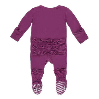 KicKee Pants Basic Classic Ruffle Footie with Zipper - Orchid