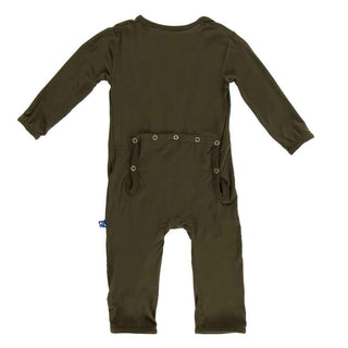 Kickee Pants Boy's Solid Coverall with Zipper - Bark