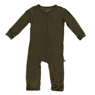 Kickee Pants Boy's Solid Coverall with Zipper - Bark