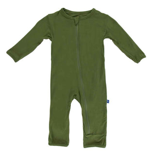 Kickee Pants Boy's Solid Coverall with Zipper - Moss