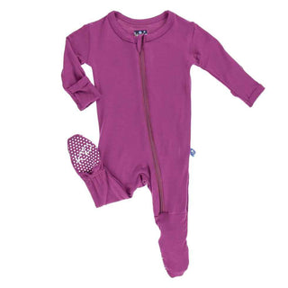 Kickee Pants Girl's Solid Footie with Zipper - Orchid