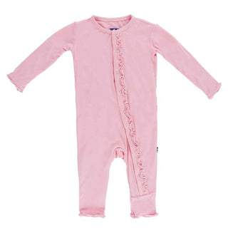 Kickee Pants Girl's Solid Muffin Ruffle Coverall with Snaps - Lotus