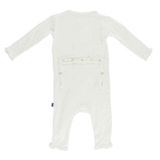 Kickee Pants Girl's Solid Muffin Ruffle Coverall with Snaps - Natural