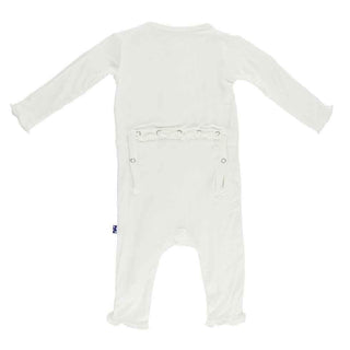 Girl's Solid Bamboo Muffin Ruffle Coverall with Snaps - Natural Baby & Toddler Sleepwear