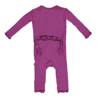 Girl's Solid Bamboo Muffin Ruffle Coverall with Snaps - Orchid Baby & Toddler Sleepwear KicKee Pants Size: Preemie