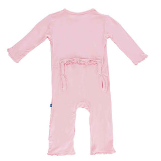 Kickee Pants Girl's Solid Muffin Ruffle Coverall with Zipper - Lotus