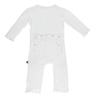 Kickee Pants Girl's Solid Muffin Ruffle Coverall with Zipper - Natural