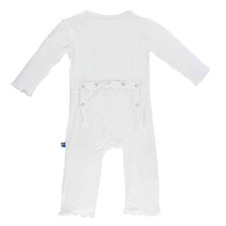 Girl's Solid Bamboo Muffin Ruffle Coverall with Zipper - Natural Baby & Toddler Sleepwear