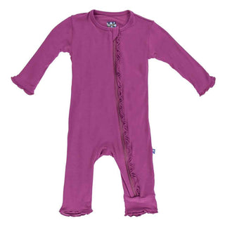 Kickee Pants Girl's Solid Muffin Ruffle Coverall with Zipper - Orchid