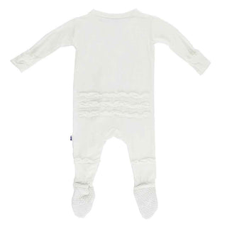 Kickee Pants Girl's Solid Muffin Ruffle Footie with Snaps - Natural