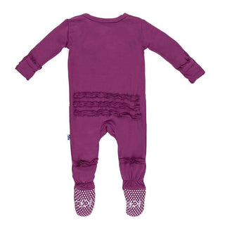 KicKee Pants Basic Muffin Ruffle Footie with Snaps - Orchid