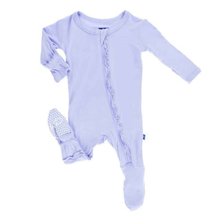 Kickee Pants Girl's Solid Muffin Ruffle Footie with Zipper - Lilac