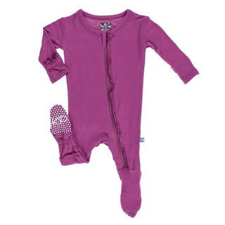 Kickee Pants Girl's Solid Muffin Ruffle Footie with Zipper - Orchid