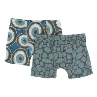 KicKee Pants Boxer Briefs Set - Heritage Blue Agate Slices and Sea Rolled Rocks