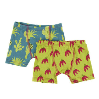 KicKee Pants Boxer Briefs Set - Seagrass Cactus and Meadow Chili Peppers