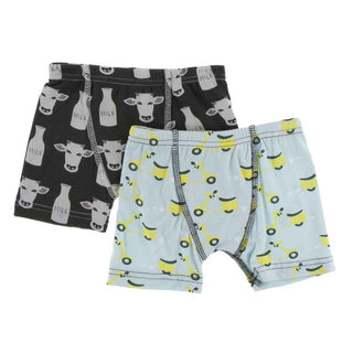 KicKee Pants Boxer Briefs Set - Zebra Tuscan Cow and Spring Sky Scooter