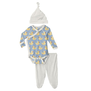 Boy's Kimono Newborn Gift Set with Elephant Box - Pond Rubber Ducks Baby & Toddler Outfits KicKee Pants Size: 0-3 Months