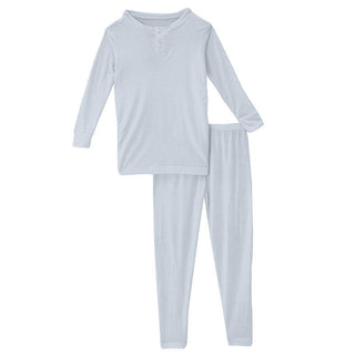 Boy's Solid Bamboo Long Sleeve Henley Pajama Set - Illusion Blue Baby & Toddler Sleepwear