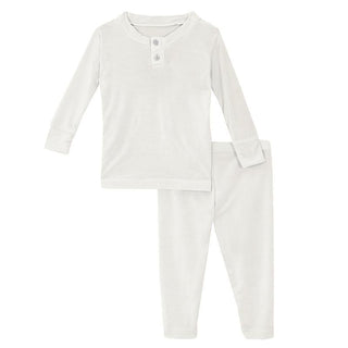 KicKee Pants Boys Long Sleeve Henley Pajama Set - Natural