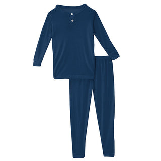 KicKee Pants Boys Long Sleeve Henley Pajama Set - Navy