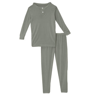 KicKee Pants Boys Long Sleeve Henley Pajama Set - Silver Sage