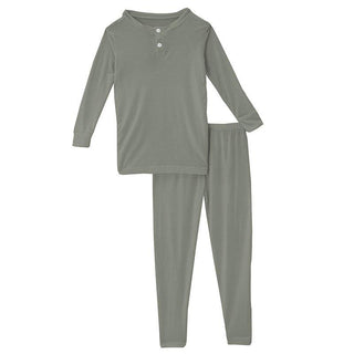 Boy's Solid Bamboo Long Sleeve Henley Pajama Set - Silver Sage Baby & Toddler Sleepwear