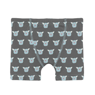 KicKee Pants Boy's Print Bamboo Boxer Brief - Pewter Furry Friends